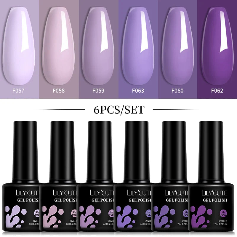 LILYCUTE 6Pcs/Set 7ML Gel DIY Nail Polish