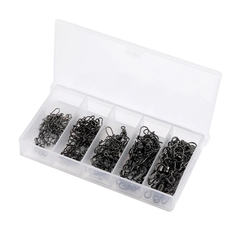 50pc/box Stainless Steel Fishing  Swivel with Snap Fishhook