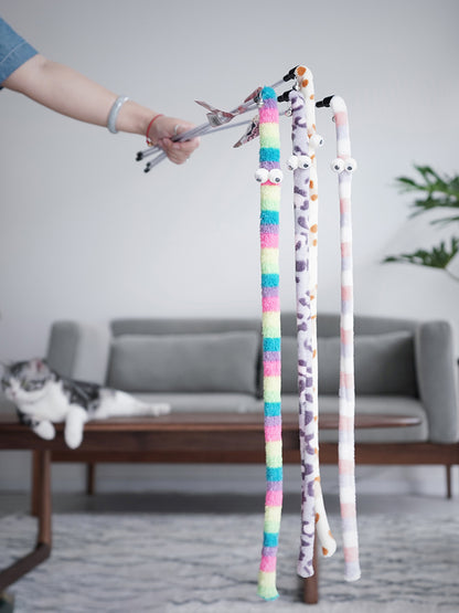 Cat Toy Feather Cat Teaser Wand Cat Interactive Toy Funny Caterpillar Colorful Rod Teaser Wand Pet Cat Supplies Cat Accessory