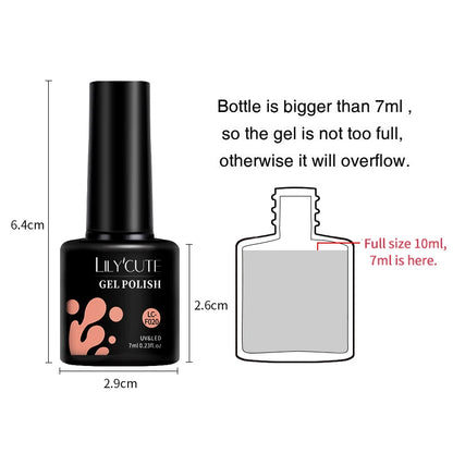 LILYCUTE 6Pcs/Set 7ML Gel DIY Nail Polish